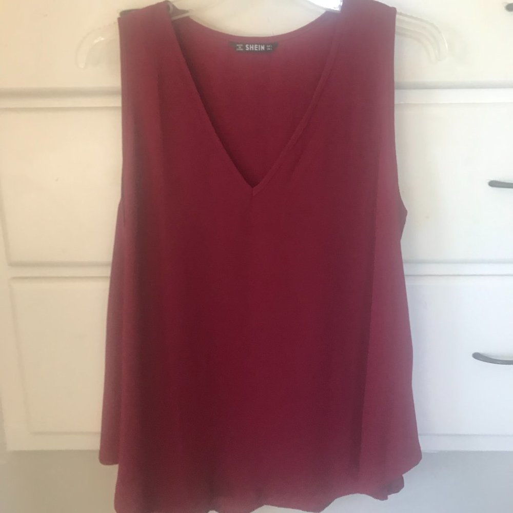 Red V Neck Blouse